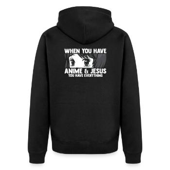 Anime & Jesus Anime & Jesus Gift - Unisex Premium Organic Zip Hoodie - black - Back - Nico (187cm)