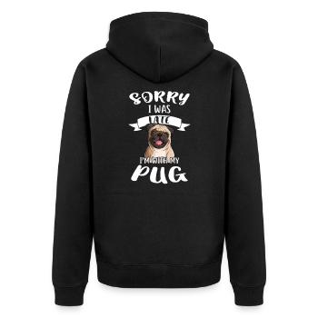 Mops Mops Geschenk - Unisex Premium Bio Zip Hoodie - Schwarz - Hinten - Nico (187cm)