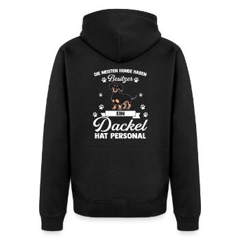Dackel Dackel Geschenk - Unisex Premium Bio Zip Hoodie - Schwarz - Hinten - Nico (187cm)