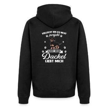 Dackel Dackel Geschenk - Unisex Premium Bio Zip Hoodie - Schwarz - Hinten - Nico (187cm)