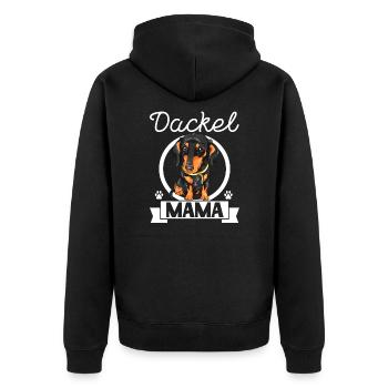 Dackel Mama Dackel Geschenk - Unisex Premium Bio Zip Hoodie - Schwarz - Hinten - Nico (187cm)