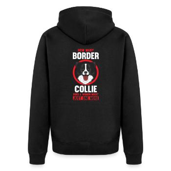 Border Collie Frau Border Collie Geschenk - Unisex Premium Bio Zip Hoodie - Schwarz - Hinten - Nico (187cm)
