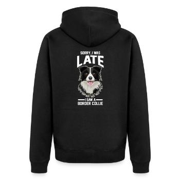 Border Collie Border Collie Geschenk - Unisex Premium Bio Zip Hoodie - Schwarz - Hinten - Nico (187cm)