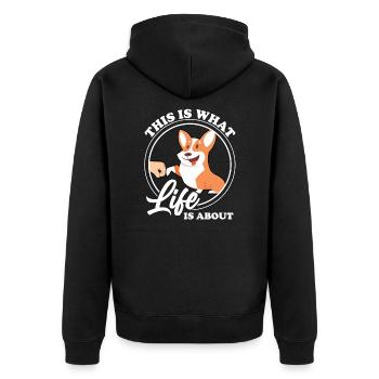 Corgi Corgi Papa Dog Gift - Unisex Premium Organic Zip Hoodie - black - Back - Nico (187cm)