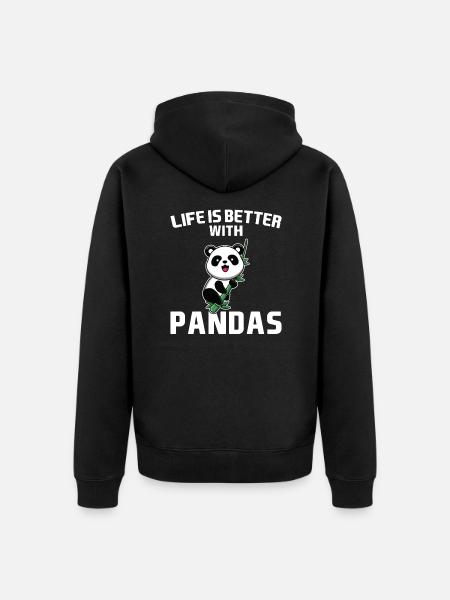 Panda Pandas Gift - Unisex Premium Organic Zip Hoodie - black