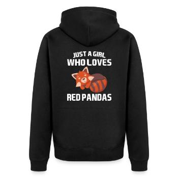 Red Panda Girl Red Pandas Gift - Unisex Premium Organic Zip Hoodie - black - Back - Nico (187cm)