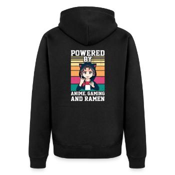 Anime Gaming & Ramen Anime Gamer Geschenk - Unisex Premium Bio Zip Hoodie - Schwarz - Hinten - Nico (187cm)