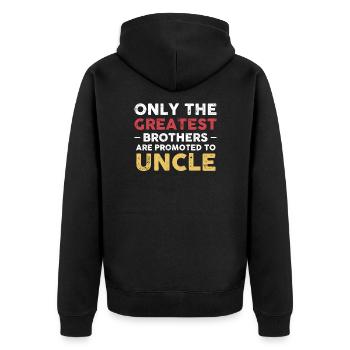 Uncle Uncle Gift - Unisex Premium Organic Zip Hoodie - black - Back - Nico (187cm)