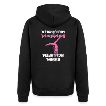 Handstand Handstände Turnerin Geschenk - Unisex Premium Bio Zip Hoodie - Schwarz - Hinten - Nico (187cm)