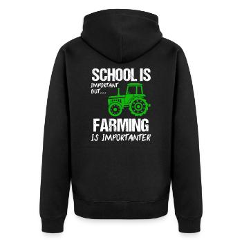 Landwirtschaft Farmer Farm Geschenk - Unisex Premium Bio Zip Hoodie - Schwarz - Hinten - Nico (187cm)