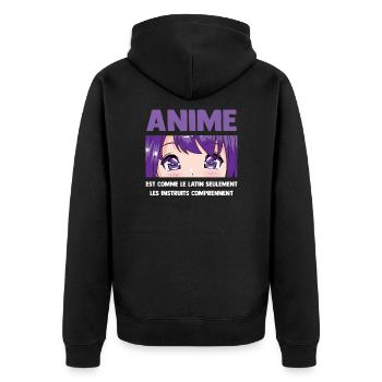 Anime Anime Gift - Unisex Premium Organic Zip Hoodie - black - Back - Nico (187cm)