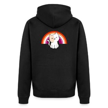 Lesbian Cat Lesbian Pride Cat Geschenk - Unisex Premium Bio Zip Hoodie - Schwarz - Hinten - Nico (187cm)