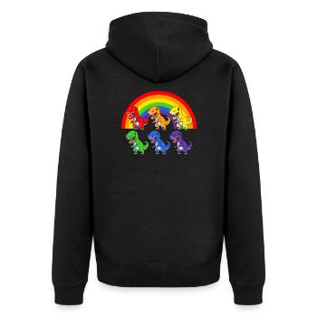 LGBT Rainbow Dinosaurs Pride T-Rex Geschenk - Unisex Premium Bio Zip Hoodie - Schwarz - Hinten - Nico (187cm)