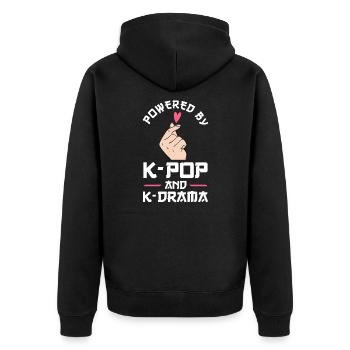 K-Pop & K-Drama K-Pop & K-Drama koreanisches - Unisex Premium Bio Zip Hoodie - Schwarz - Hinten - Nico (187cm)