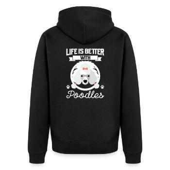 Poodle Poodle Dog Gift - Unisex Premium Organic Zip Hoodie - black - Back - Nico (187cm)