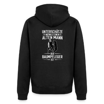 Baumpfleger Baumpflege Baumfäller Geschenk - Unisex Premium Bio Zip Hoodie - Schwarz - Hinten - Nico (187cm)