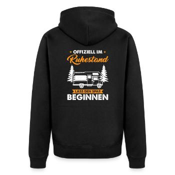 Ruhestand Campen Camper Geschenk - Unisex Premium Bio Zip Hoodie - Schwarz - Hinten - Nico (187cm)