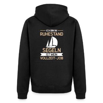 Ruhestand Segeln Rente Geschenk - Unisex Premium Bio Zip Hoodie - Schwarz - Hinten - Nico (187cm)