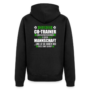 Co-Trainer Fußball-Trainer Trainer Geschenk - Unisex Premium Bio Zip Hoodie - Schwarz - Hinten - Nico (187cm)