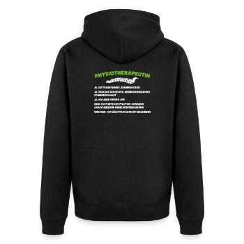 Physio Physiotherapeutin Praxis Geschenk - Unisex Premium Bio Zip Hoodie - Schwarz - Hinten - Nico (187cm)