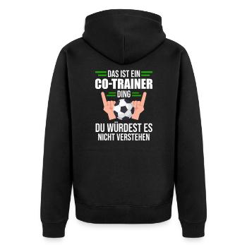 Co-Trainer Fußball-Trainer Fußballer Geschenk - Unisex Premium Bio Zip Hoodie - Schwarz - Hinten - Nico (187cm)