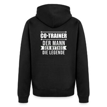 Co-Trainer Trainer Fußballtrainer Geschenk - Unisex Premium Bio Zip Hoodie - Schwarz - Hinten - Nico (187cm)