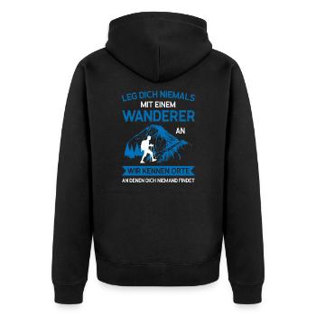Wandern Wanderung Wanderer Geschenk - Unisex Premium Bio Zip Hoodie - Schwarz - Hinten - Nico (187cm)