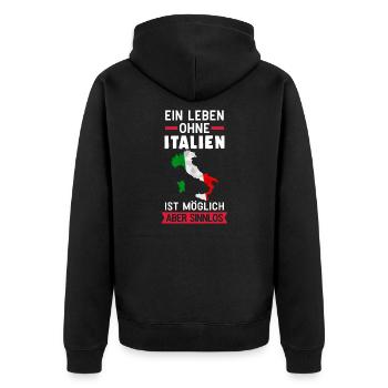 Italien Reisen Urlaub Geschenk - Unisex Premium Bio Zip Hoodie - Schwarz - Hinten - Nico (187cm)