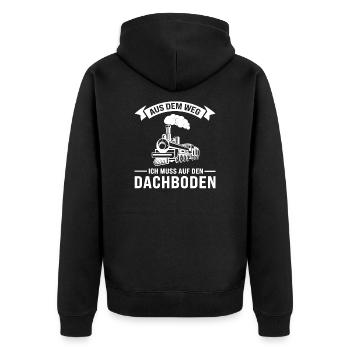 Modelleisenbahn Modelleisenbahn Modellbauer - Unisex Premium Bio Zip Hoodie - Schwarz - Hinten - Nico (187cm)