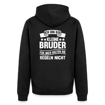 Kleiner Bruder Geschwister Bruder Geschenk - Unisex Premium Bio Zip Hoodie - Schwarz - Hinten - Nico (187cm)