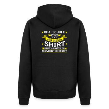 Realschule 2022 Schulabschluss Realschulabschluss - Unisex Premium Bio Zip Hoodie - Schwarz - Hinten - Nico (187cm)