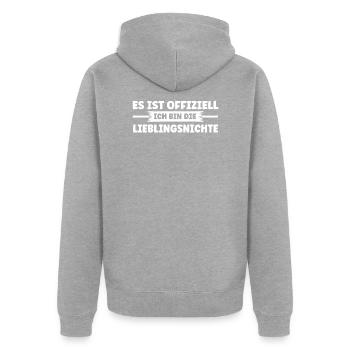 Nichte Onkel Tante Geschenk - Unisex Premium Bio Zip Hoodie - Grau meliert - Hinten - Nico (187cm)