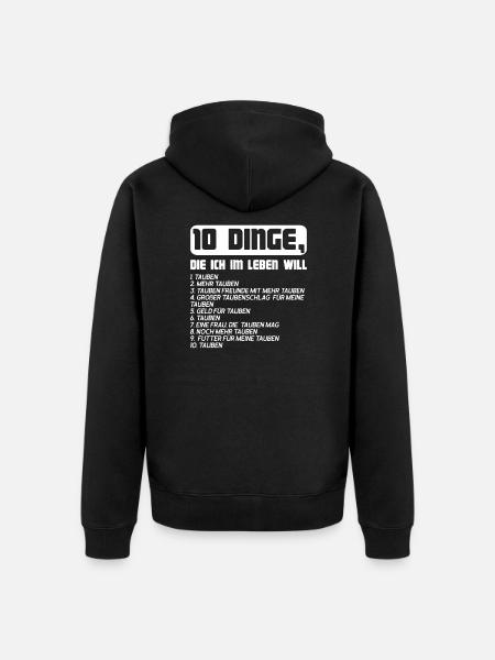 Tauben Taubenzucht Taube Geschenk - Unisex Premium Bio Zip Hoodie - Schwarz