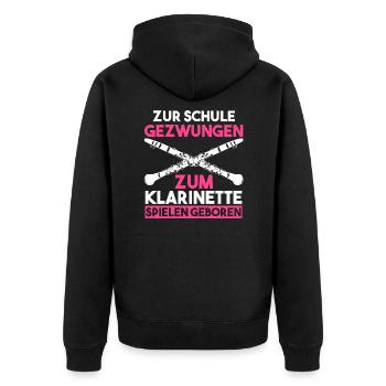Klarinette Mädchen Klarinettistin Geschenk - Unisex Premium Bio Zip Hoodie - Schwarz - Hinten - Nico (187cm)