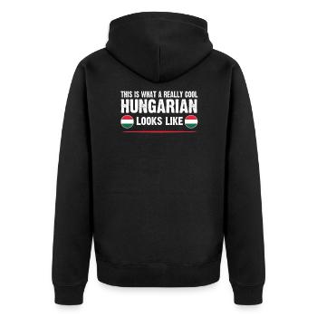 Hungary Hungarian flag Hungarian roots - Unisex Premium Organic Zip Hoodie - black - Back - Nico (187cm)