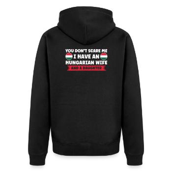Hungary Hungarian flag Hungarian roots - Unisex Premium Organic Zip Hoodie - black - Back - Nico (187cm)