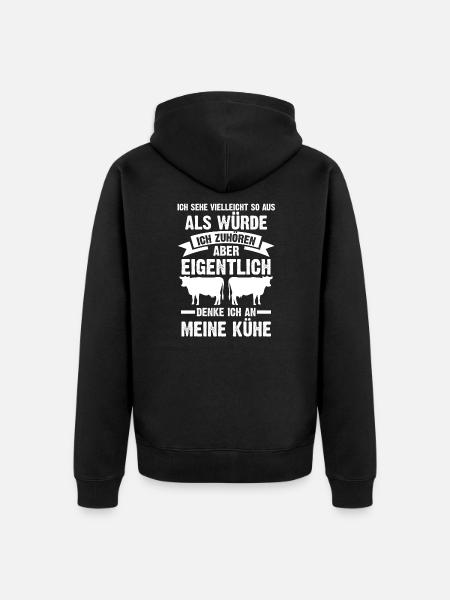 Kühe Kuh Bauernhof Geschenk - Unisex Premium Bio Zip Hoodie - Schwarz