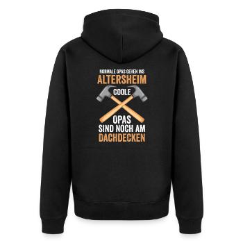 Dachdecker Opa Dachdeckerei Geschenk - Unisex Premium Bio Zip Hoodie - Schwarz - Hinten - Nico (187cm)