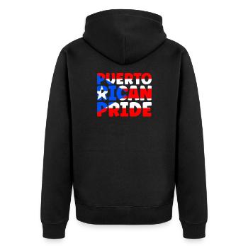 Puerto Rico Puerto Rican Puerto rican Geschenk - Unisex Premium Bio Zip Hoodie - Schwarz - Hinten - Nico (187cm)