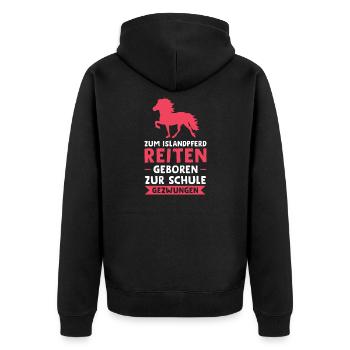 Reiten Pferde Isländer Geschenk - Unisex Premium Bio Zip Hoodie - Schwarz - Hinten - Nico (187cm)