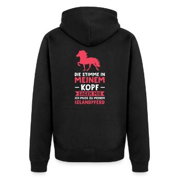 Reiten Isländer Islandpferd Geschenk - Unisex Premium Bio Zip Hoodie - Schwarz - Hinten - Nico (187cm)