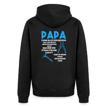 Papa Handwerker Reparieren Geschenk - Unisex Premium Bio Zip Hoodie - Schwarz - Hinten - Nico (187cm)