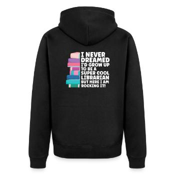 Bibliothek Bibliothekar Bibliotheken Geschenk - Unisex Premium Bio Zip Hoodie - Schwarz - Hinten - Nico (187cm)