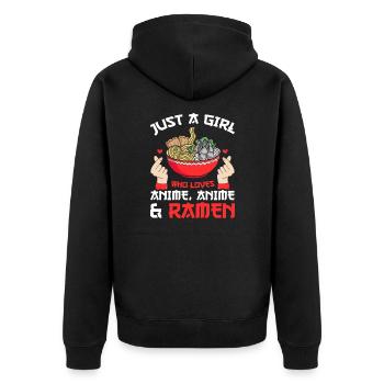 Anime Anime Merch Ramen Gift - Unisex Premium Organic Zip Hoodie - black - Back - Nico (187cm)