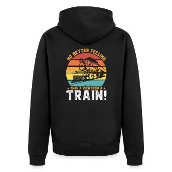 Train Trains Railway Gift - Veste à capuche bio Premium Unisexe - noir - Dos - Nico (187cm)