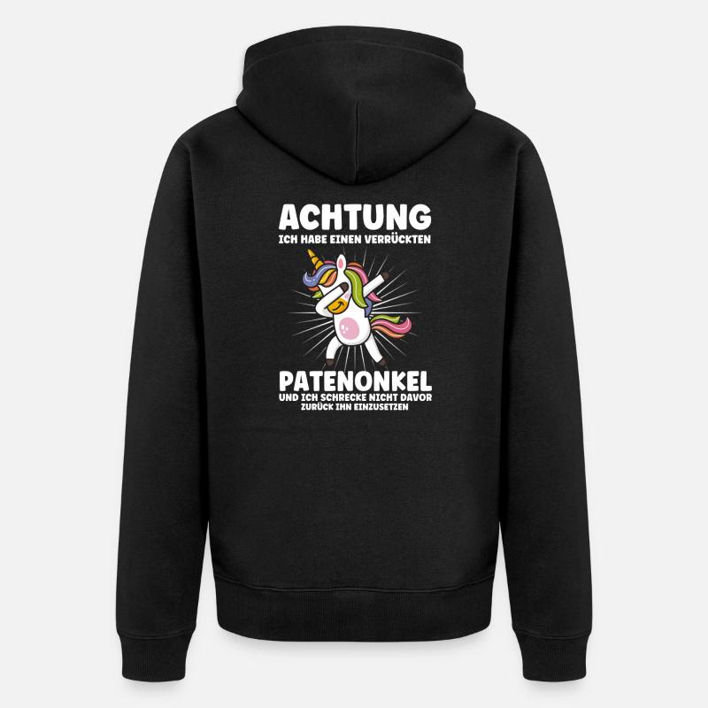 Patenkind Patenonkel Taufpate Geschenk - Unisex Premium Bio Zip Hoodie - Schwarz