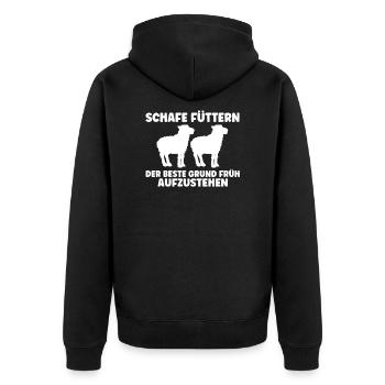 Schaf Schafe Schafzucht Geschenk - Unisex Premium Bio Zip Hoodie - Schwarz - Hinten - Nico (187cm)