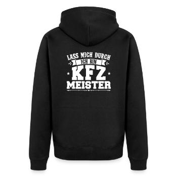 KFZ Meister Mechaniker KFZ-Mechaniker Geschenk - Unisex Premium Bio Zip Hoodie - Schwarz - Hinten - Nico (187cm)