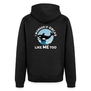 Orca Orca Animal Gift - Unisex Premium Organic Zip Hoodie - black - Back - Nico (187cm)