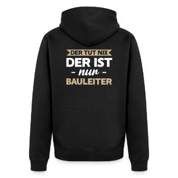 Bauleiter Bauführer Bauleitung Geschenk - Unisex Premium Bio Zip Hoodie - Schwarz - Hinten - Nico (187cm)